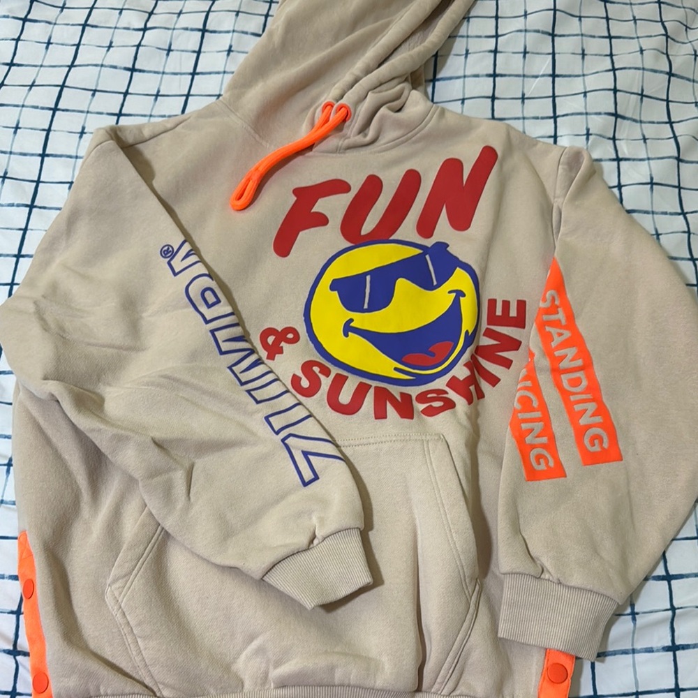 Zumba Fitness Beige Hoodie with Fun Graphics